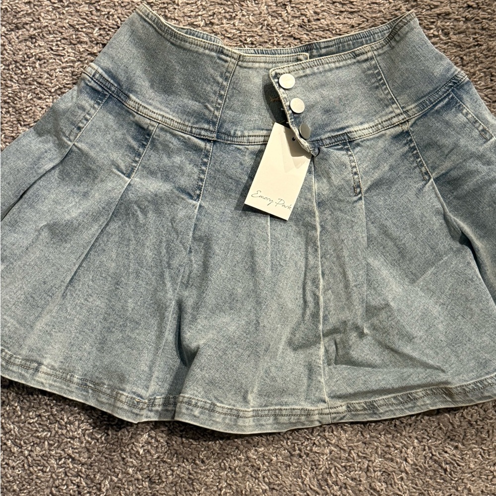 NWT Emory Park Pleated Denim Skirt